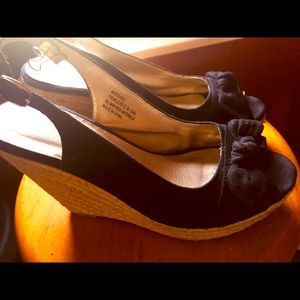 Black Canvas Espadrille Wedge Heel